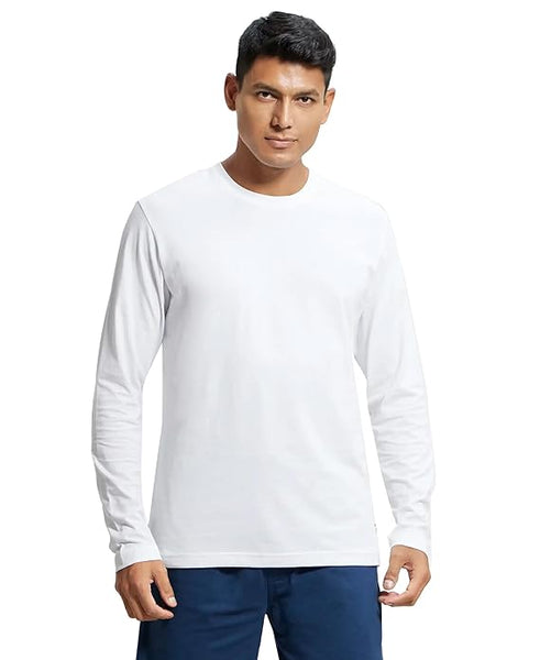 Men Full Sleeves White T-Shirt