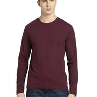 Men Full Sleeves Wine T-Shirt