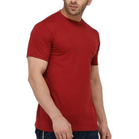 Men Plain Cotton Maroon T-Shirt