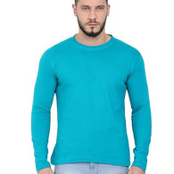 Men Pure Cotton Blue T-Shirt