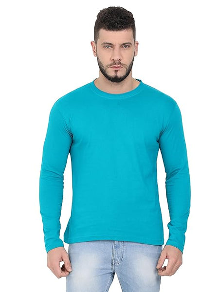 Men Pure Cotton Blue T-Shirt