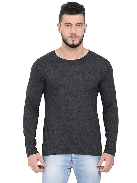 Men Pure Cotton Charcoal Melange T-Shirt