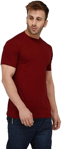 Men Plain Cotton Rust Red T-Shirt