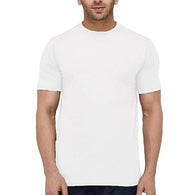 Men Plain Cotton White T-Shirt