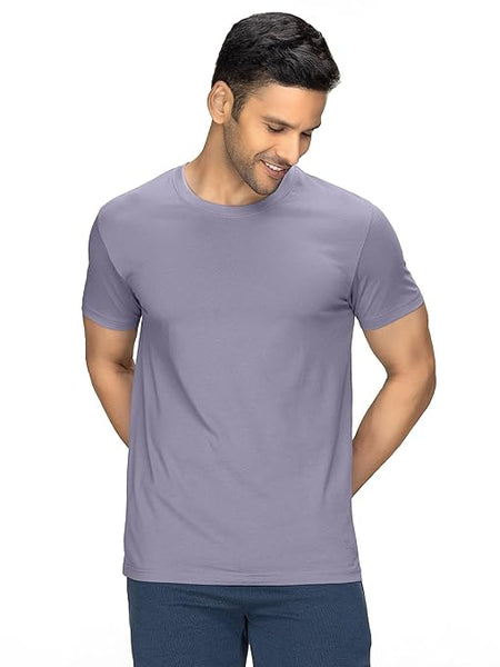 Men Regular Fit Grey Lilac T-Shirt