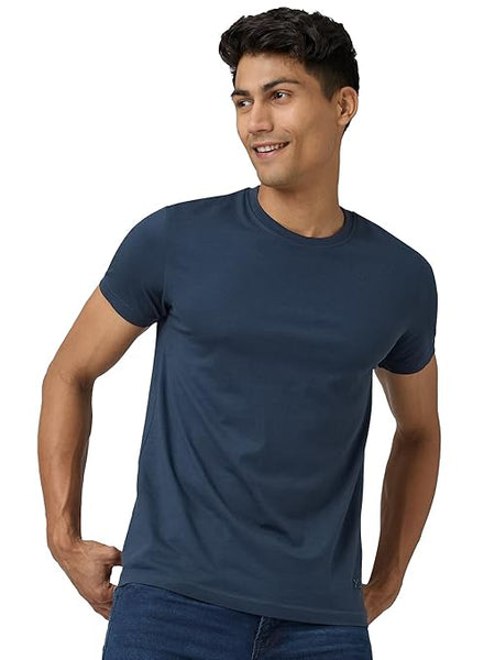 Men Regular Fit Blue T-Shirt