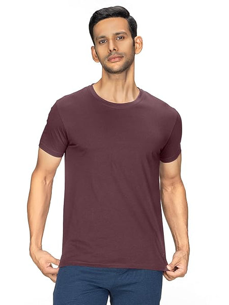 Men Regular Fit Wine T-Shirt