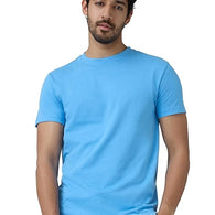 Men Regular Fit Azure Blue T-Shirt