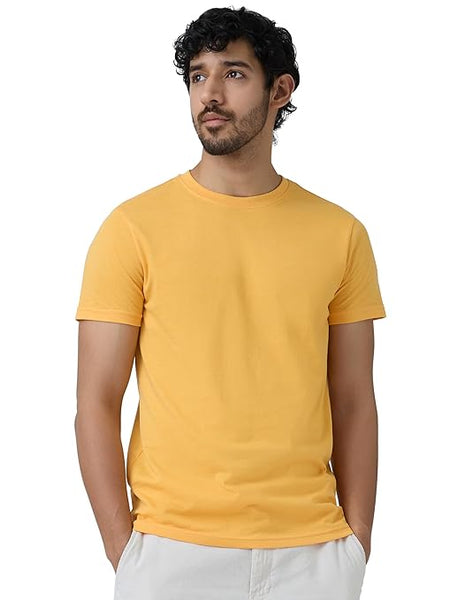 Men Regular Fit Yellow T-Shirt