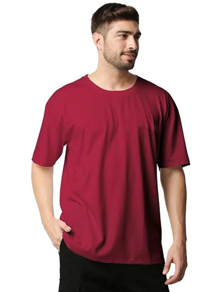 Men Oversized Maroon T-Shirt