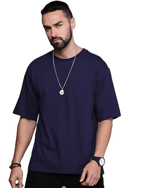 Men Oversized Navy Blue T-Shirt