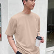 Men Round Neck Beige T-Shirt