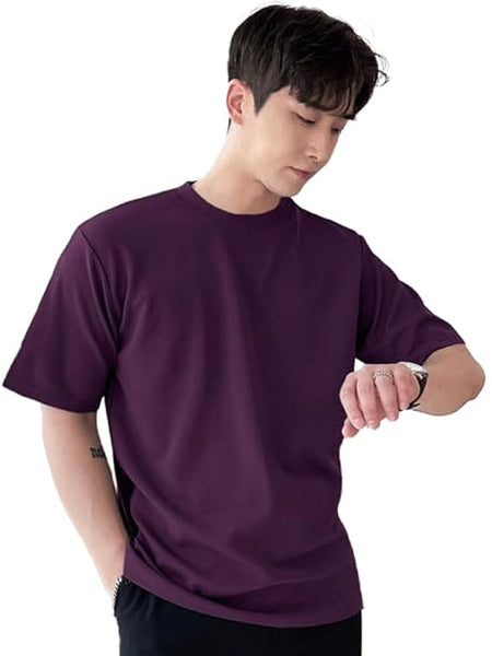 Men Round Neck Dark Purple T-Shirt