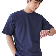 Men Round Neck Navy Blue T-Shirt