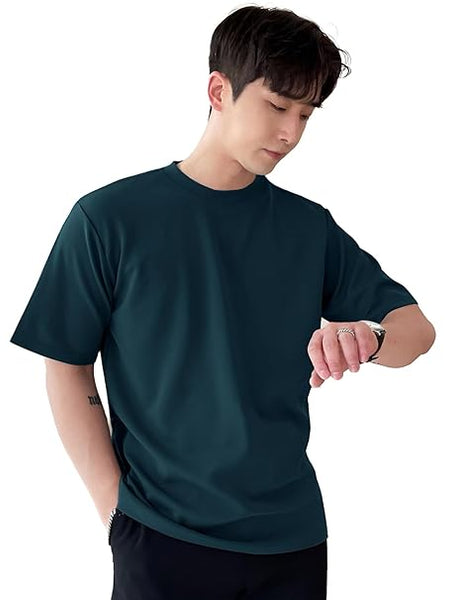 Men Round Neck Olive Green T-Shirt