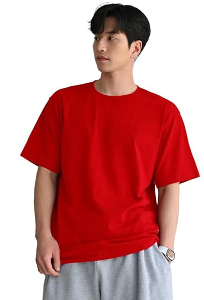 Men Round Neck Red T-Shirt