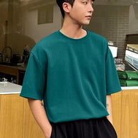 Men Round Neck Dark Green T-Shirt