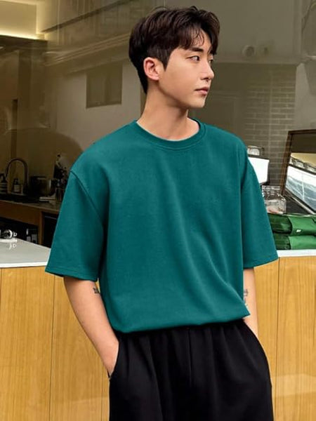 Men Round Neck Dark Green T-Shirt