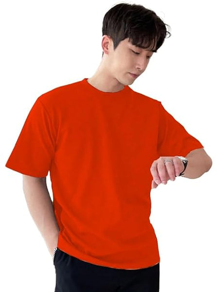 Men Round Neck Orange T-Shirt