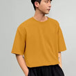 Men Round Neck Mustard T-Shirt