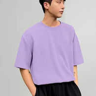 Men Round Neck Purple T-Shirt