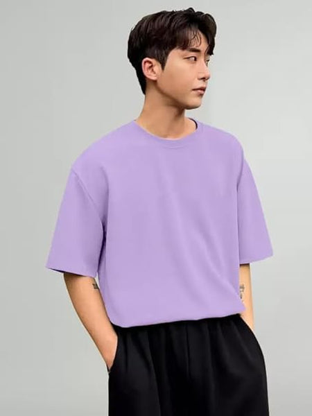 Men Round Neck Purple T-Shirt