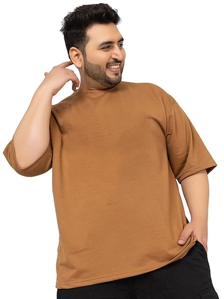 Men Cotton Golden Brown T-Shirt