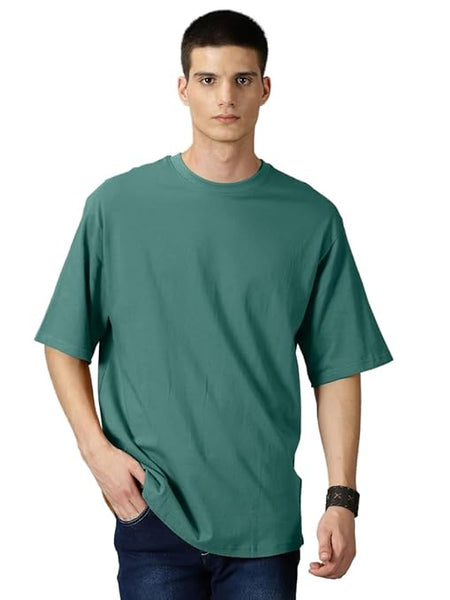 Men Cotton Loose Fit Olive Green T-Shirt