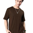 Men Cotton Loose Fit Brown T-Shirt