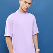 Men Cotton Loose Fit Lavender T-Shirt