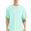 Men Cotton Loose Fit Light Green T-Shirt