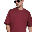 Men Cotton Loose Fit Maroon T-Shirt