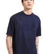 Men Cotton Loose Fit Navy Blue T-Shirt