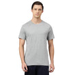 Men Cotton Regular Fit Grey Melange T-Shirt