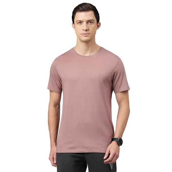 Men Cotton Regular Fit Mauve T-Shirt