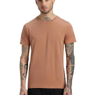 Men Pure Cotton Beige T-Shirt