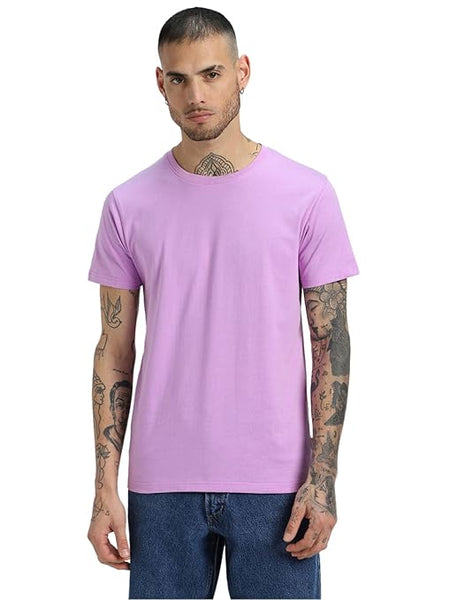 Men Pure Cotton Lavender T-Shirt