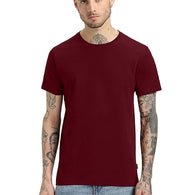 Men Pure Cotton Maroon T-Shirt