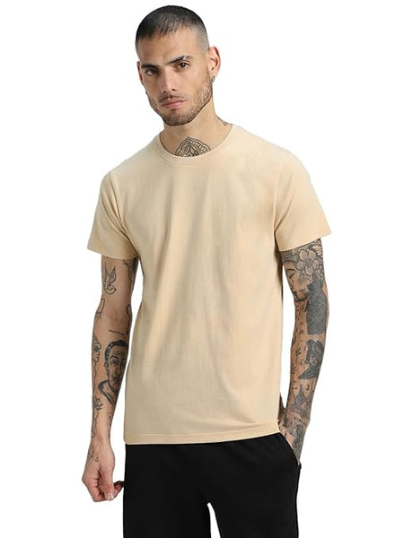 Men Pure Cotton Swan White T-Shirt