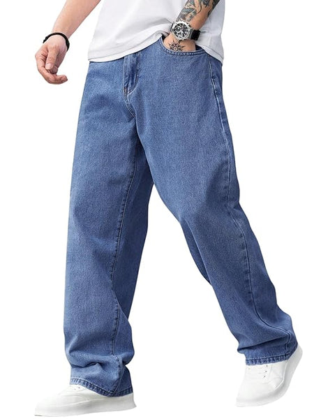 Trendy Blue Men Baggy Regular Fit Jeans