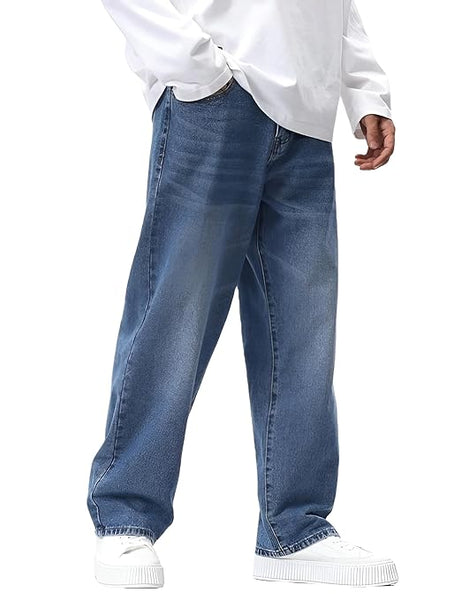 Blue Men Denim Oversized Loose Baggy Fit Jeans