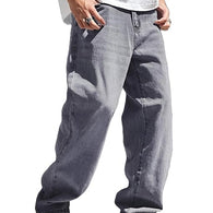 Grey Men Denim Oversized Loose Baggy Fit Jeans