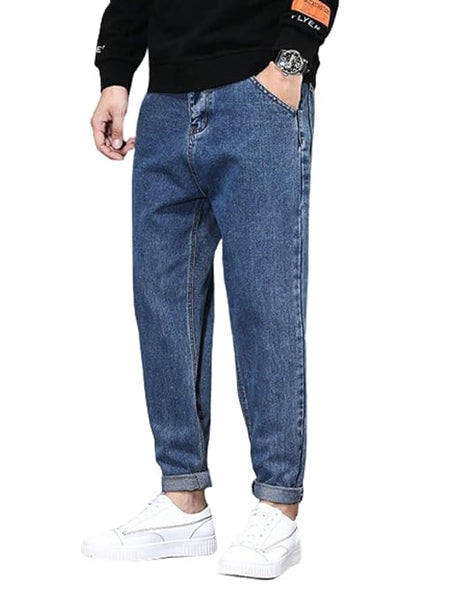 Blue Men Relaxed Waist Men Tapered Fit Carrot Jeans