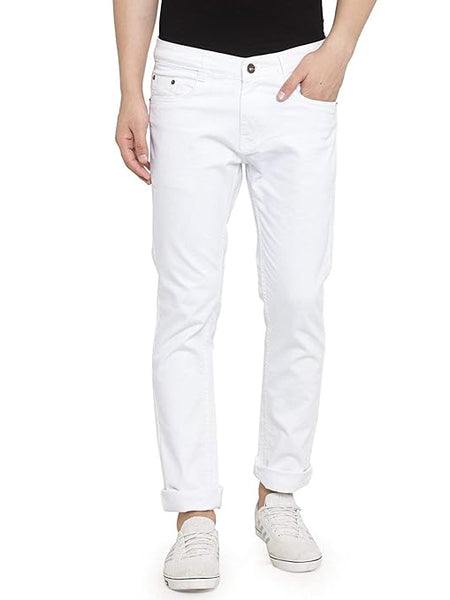 White Men Slim Fit Mid Rise Stretchable Casual Jeans