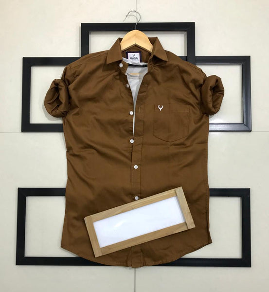 Men Brown Normal Fit Full Sleeves Shirt