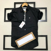 Men Black Normal Fit Full Sleeves Shirt