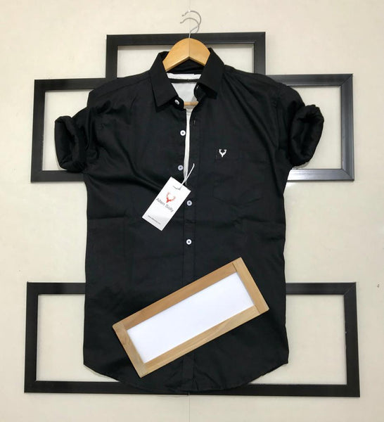 Men Black Normal Fit Full Sleeves Shirt