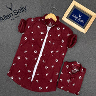 Maroon Printed Full Sleeves Men Shirt