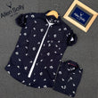 Navy Printed Full Sleeves Men Shirt