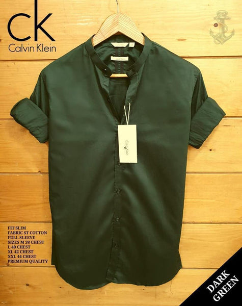 Dark Green Men Ben Collar Shirt